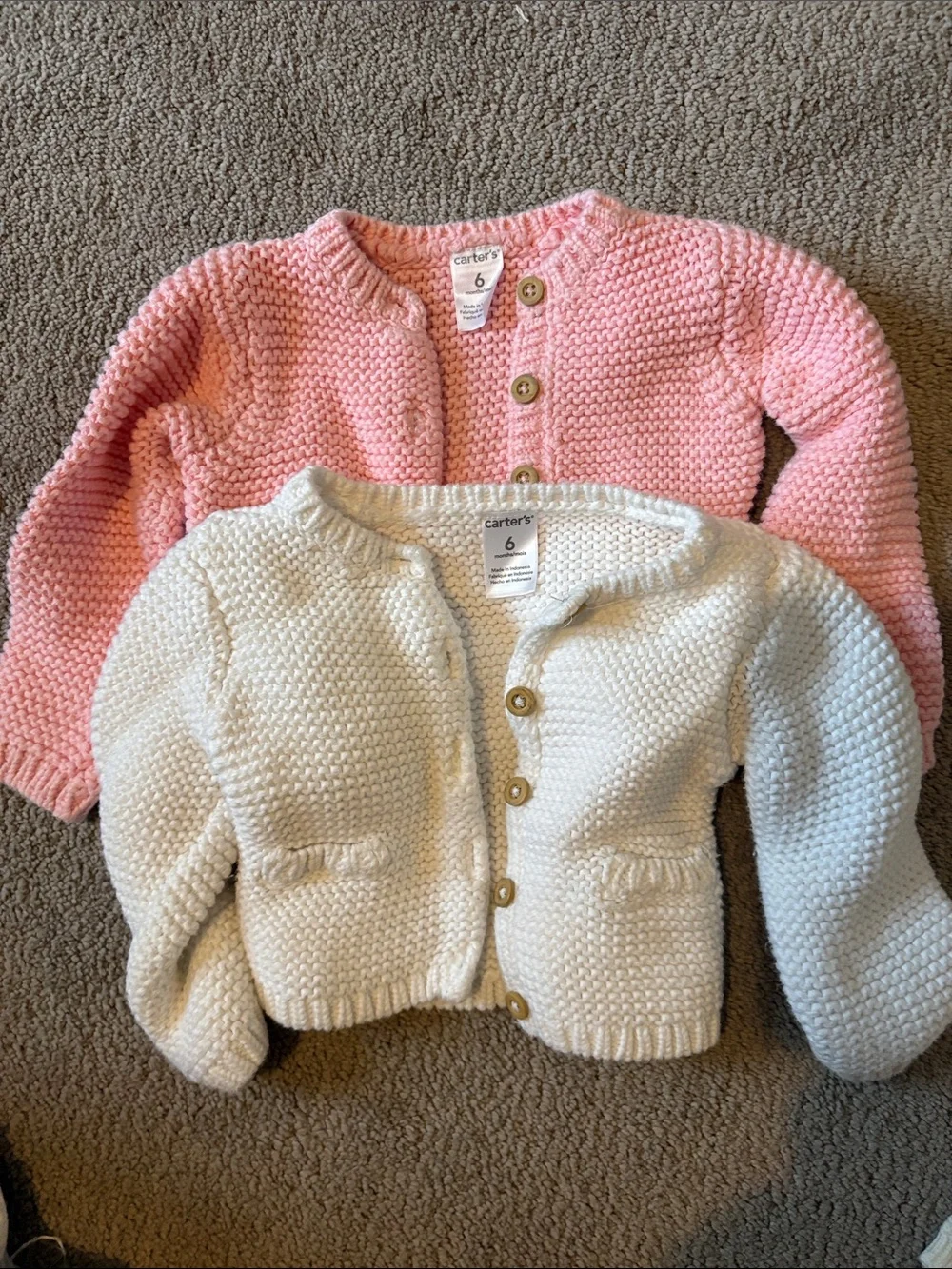 Carter's Pink and Cream Knit Button-Front Cardigans